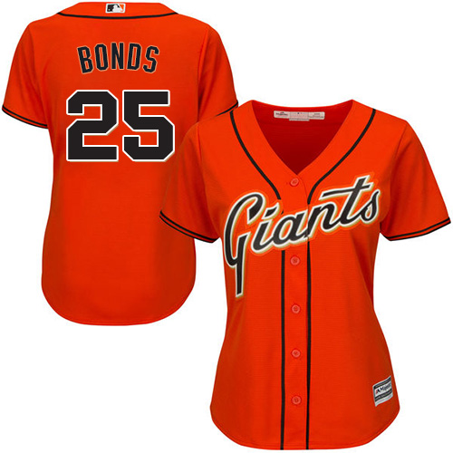 Giants #25 Barry Bonds Orange Alternate Women's Stitched MLB Jersey